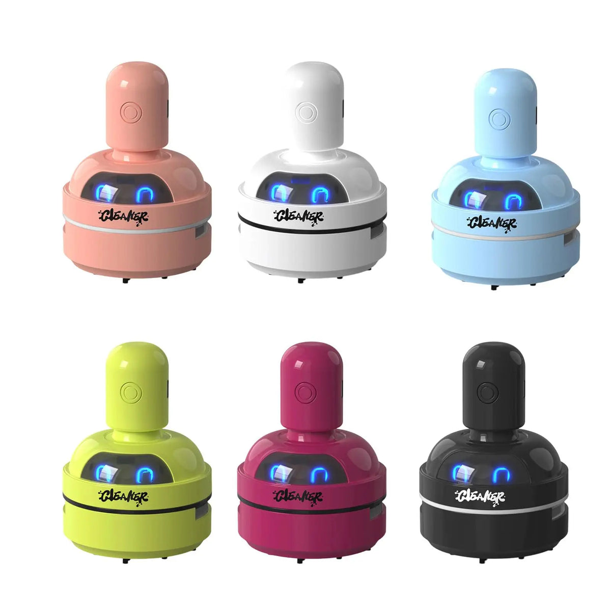 Cute Robot Desktop Vacuum Cleaner White USB Rechargeable Str