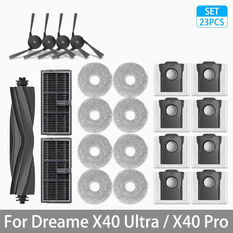 Dreame X40 Ultra / X40 Pro Accessories Rubber Main Side Brush Mop Cloth Dust Bag HEPA Filter Robot Vacuum Replacement Parts