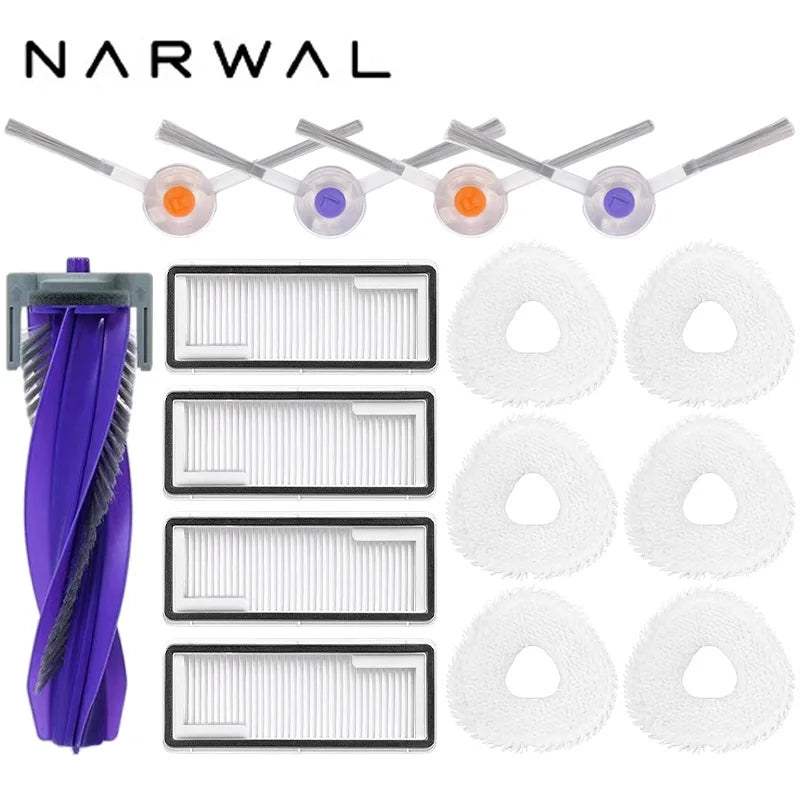 Narwal Freo X Ultra / J4 / J4 Lite Robot Vacuum Spare Parts Main Side Brushes Mop Cloths HEPA Filters Accessories