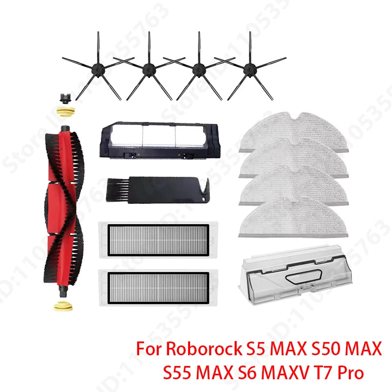 Roborock S5 MAX S50 MAX S55 MAX S6 MAXV HEPA Filter Side/Main Brush Water Tank Tray Mop Dust Box Vacuum Cleaner Accessories