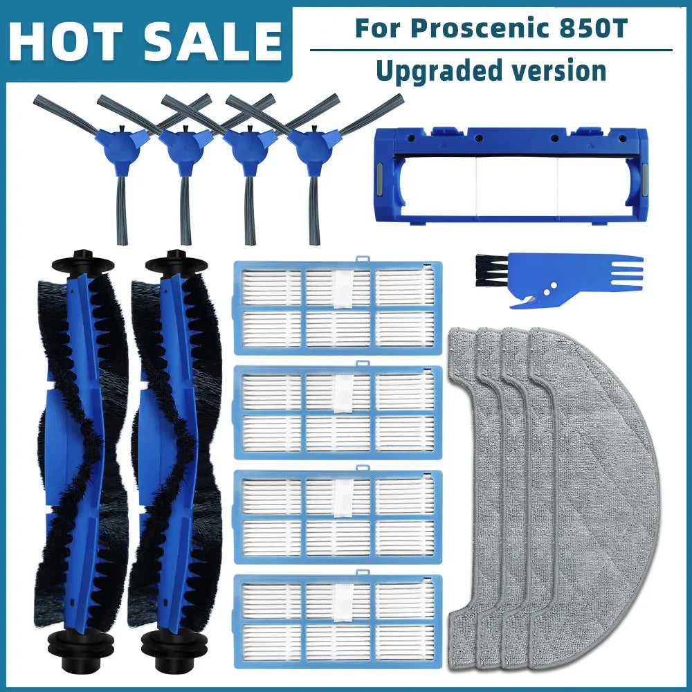 Replacement Accessories For Proscenic 850T Robot Vacuum Cleaner Spare Parts Main Side Brush Filter Hepa Mop Rag Brush Cover
