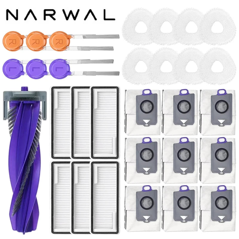 Narwal Freo Z10 Ultra YJCC025 Robot Vacuum Spare Parts Main Side Brushes Mop Cloths HEPA Filters Dust Bags Accessories
