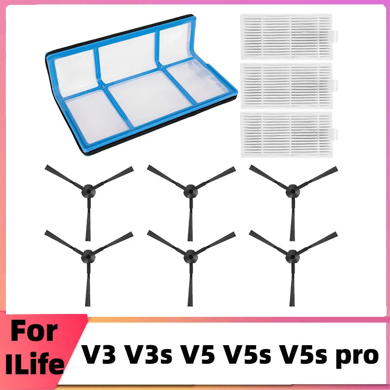 Primary Hepa Filter Side Brush Replacement for ILIFE V3 V3s 