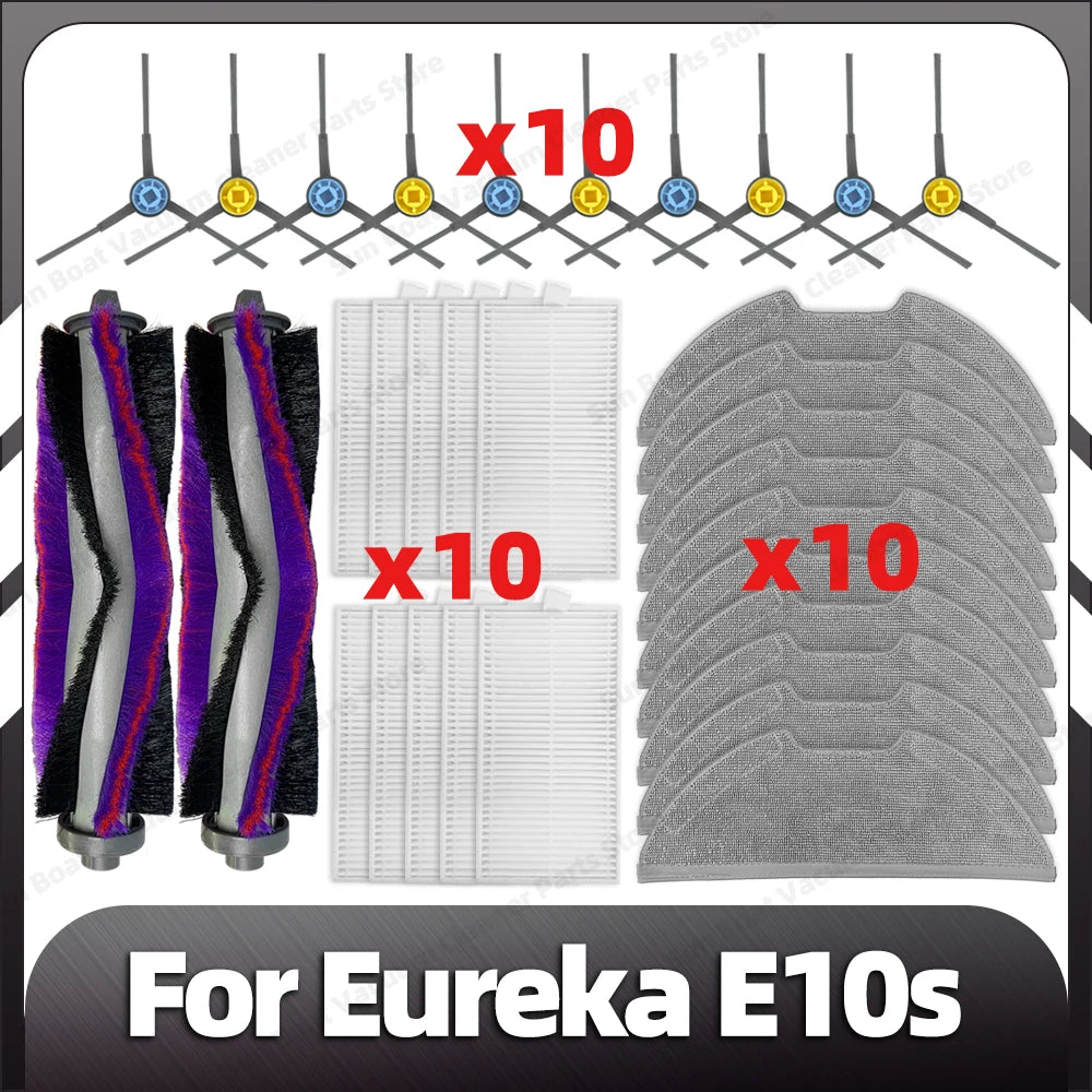 Compatible for Eureka E10s Robot Replacement Main Side Brush HEPA Filter Mop Pads Spare Parts Accessories