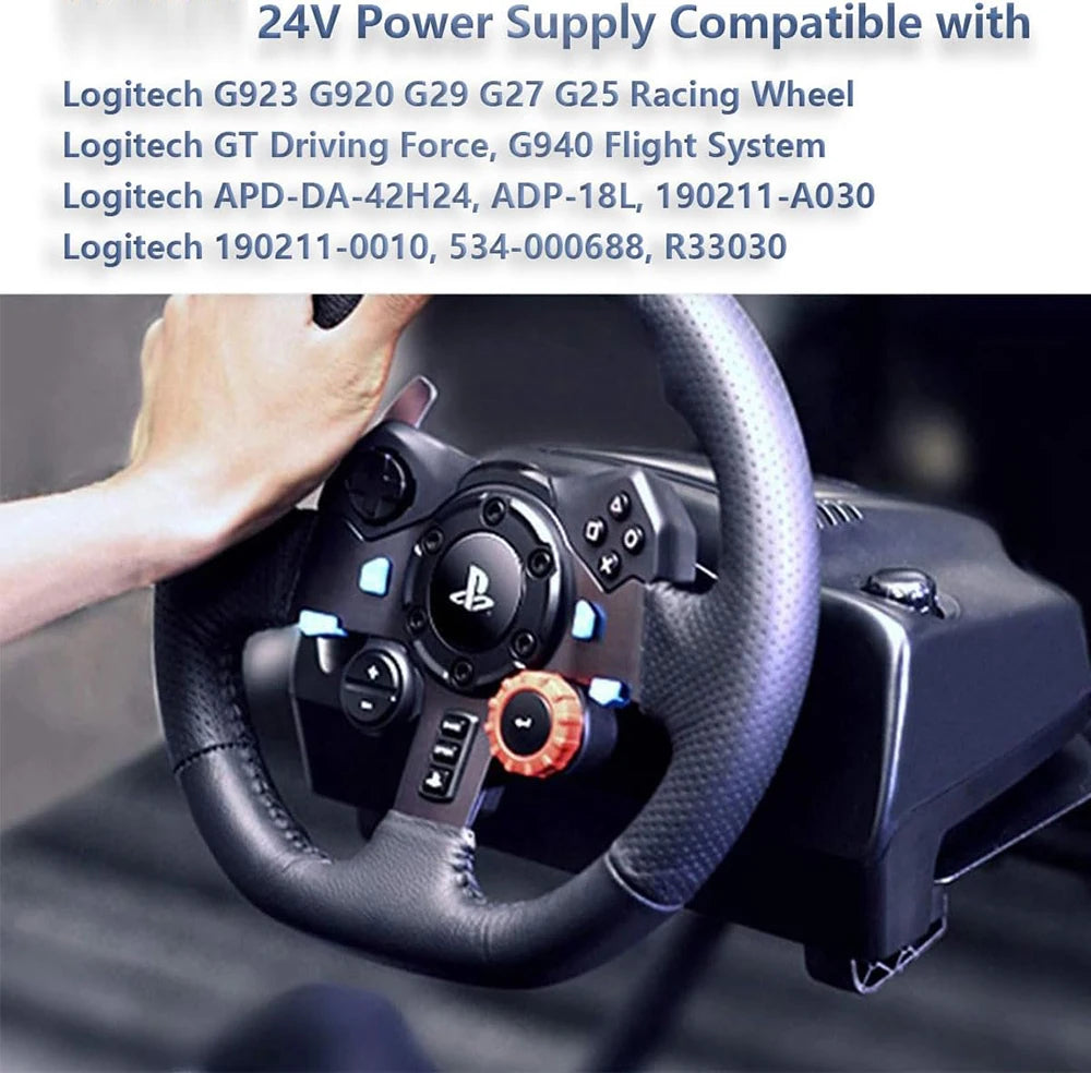 24V Power Supply for Logitech G920 G29 G25 G27 G923 G940 Dri