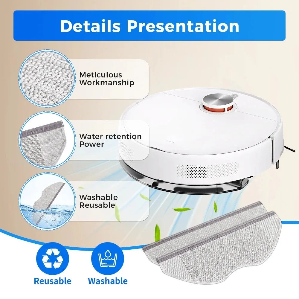 2/4/5/6/8/10/15/20pcs Mop Cloth For Xiaomi Robot Vacuum S40 