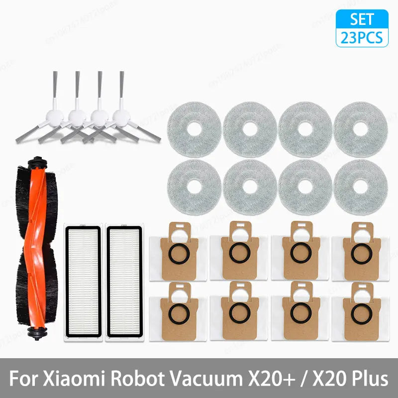For Xiaomi Robot Vacuum X20+ / X20 Plus Parts Accessories Main Brush Side Brush Hepa Filter Mop Cloth Dust Bag Replacement Spare