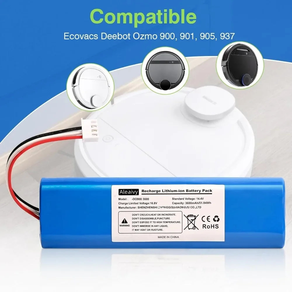 6800mAh Replacement Battery for Ecovacs Deebot Ozmo 900 901 