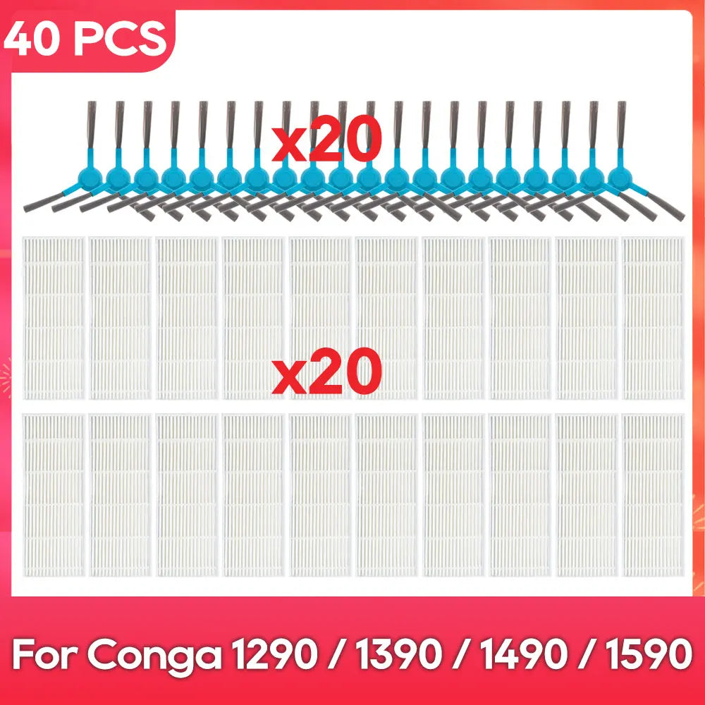 Fit For ( Conga 1290 / 1390 / 1490 / 1590 ) Hepa Filter Side Brush Robot Vacuums Spare Part Replacement Accessory