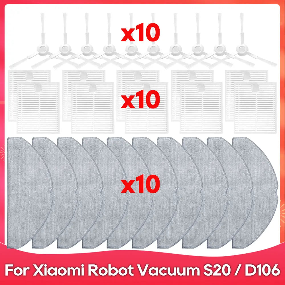 Fit For ( Xiaomi Robot Vacuum S20 D106 E12 E10 B112 ) Part Accessories Main Side Brush Mop Filter Robot Vacuum Cleaner Kit