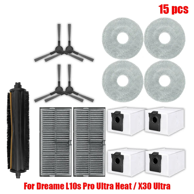 Dreame L10s Pro Ultra Heat / X30 Ultra Robot Vacuum Cleaner Parts Main Side Brush Mop Cloth Hepa Filter Dust Bag Accessories