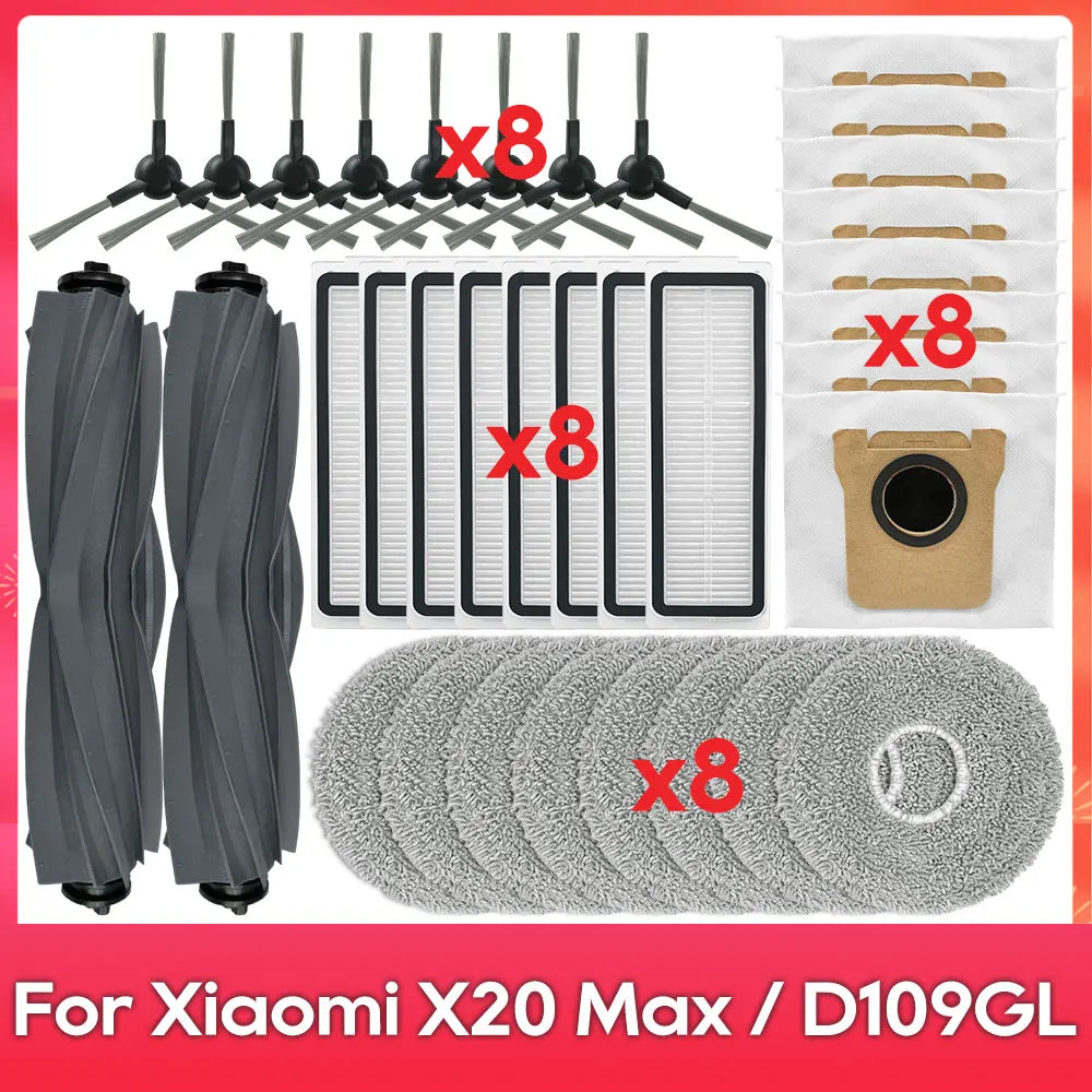 Fit For ( Xiaomi Robot Vacuum X20 Pro X20 Max M30 M40S D102GL D109GL D102 ) Part Accessory Brush Filter Mop Dust Bag