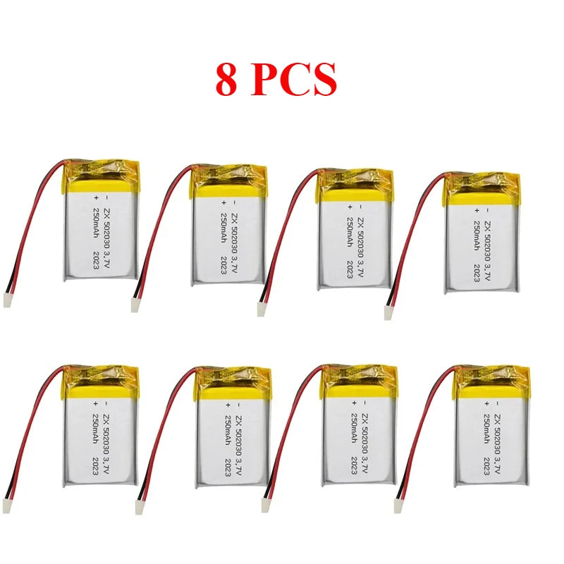 502030 Battery 3.7V 250mAh Lipo Polymer Rechargeable Li-ion Batteries Ph-2.0mm for Bluetooth Headset Car Recorder Car Toys