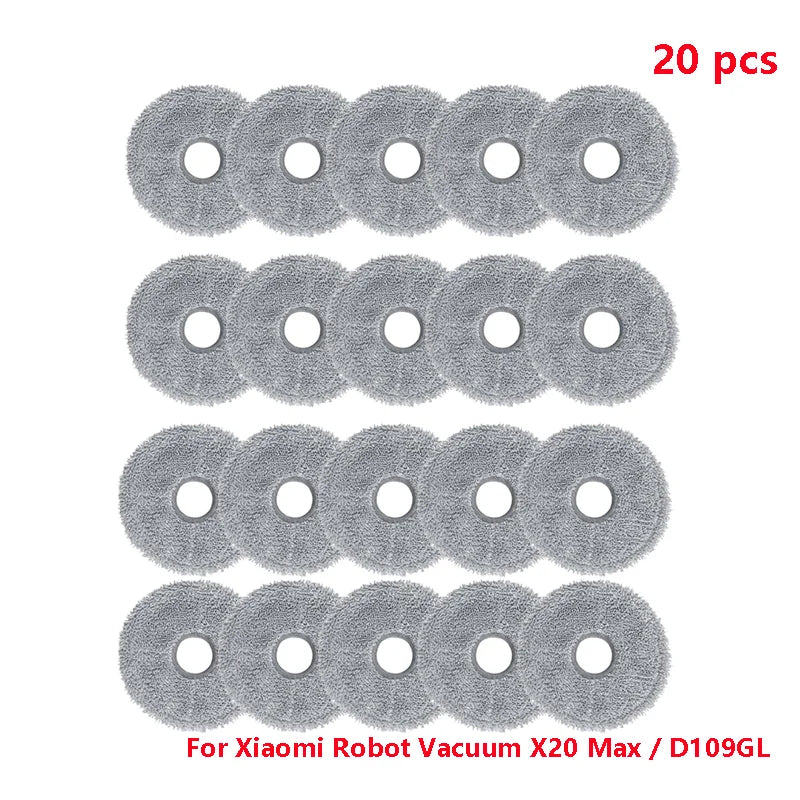 For Xiaomi Robot Vacuum X20 Max / D109GL Parts Main Brush Side Brush Hepa Filter Mop Cloth Dust Bag Replacement Accessories