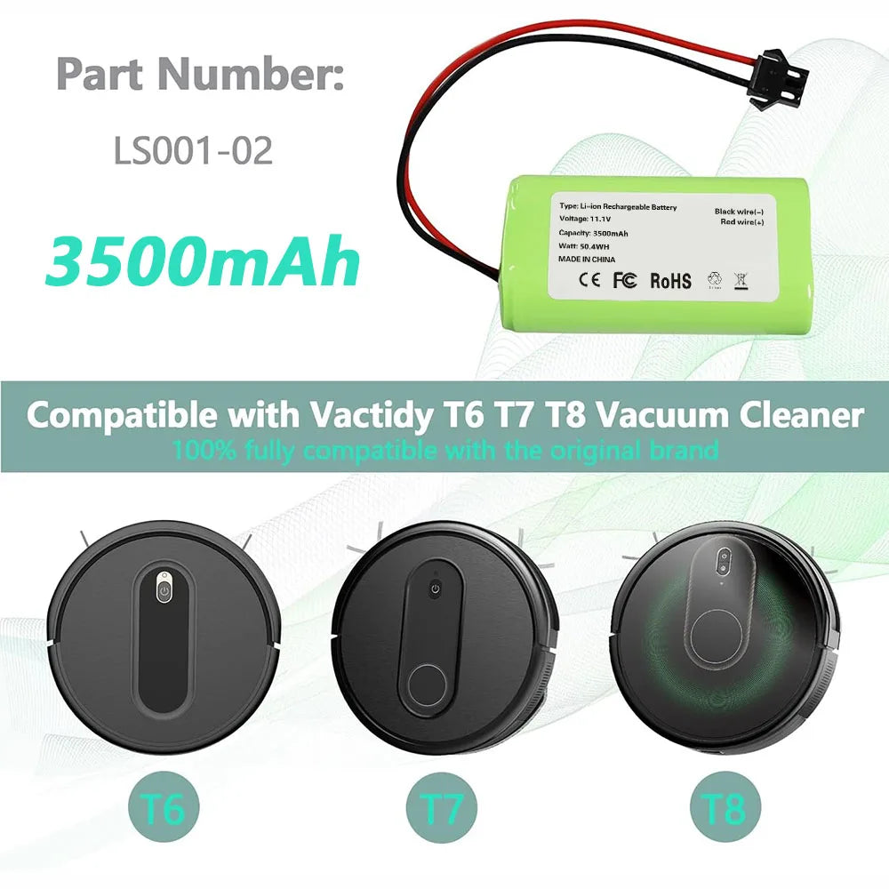 Replacement Battery for Vactidy T6 T7 T8 Robot Vacuum Cleane