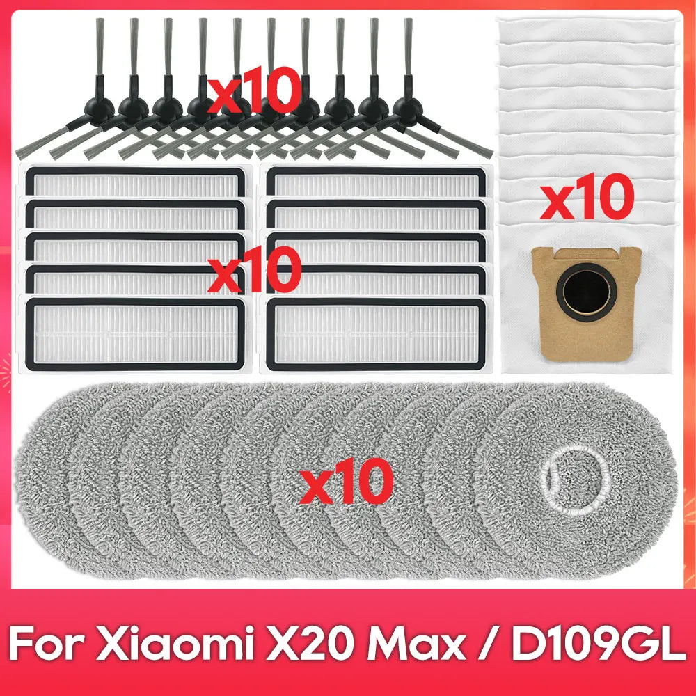Fit For ( Xiaomi Robot Vacuum X20 Pro X20 Max M30 M40S D102GL D109GL D102 ) Part Accessory Brush Filter Mop Dust Bag