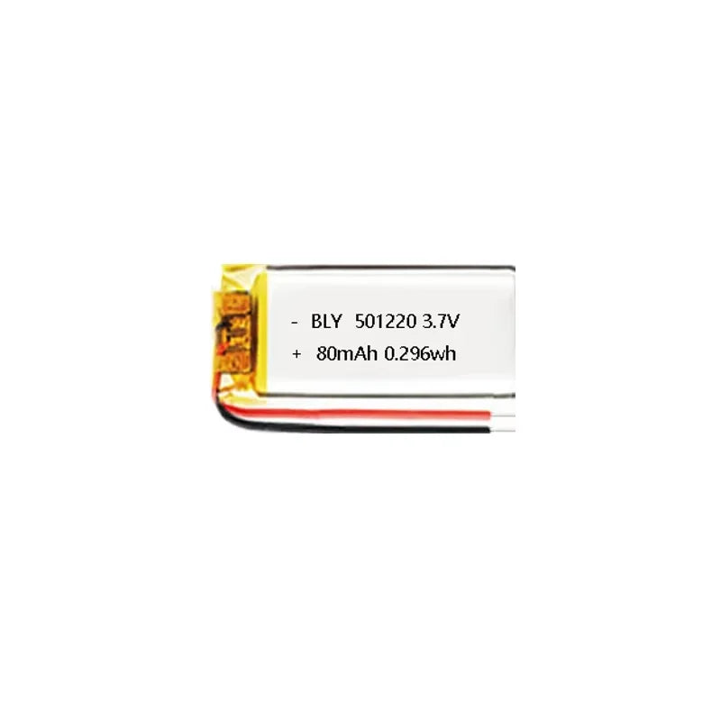 3.7V 80mAh 501220 Polymer Lithium Rechargeable Battery for Headset Watch Beauty Instrument Selfie Stick Bluetooth