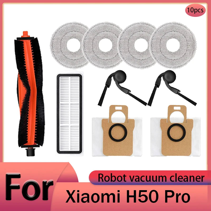 For Xiaomi H50 Pro Robot Vacuum Cleaner Accessories Main Brush Side Brush HEPA Filter Mop Cloths Dust Bag Spare Parts