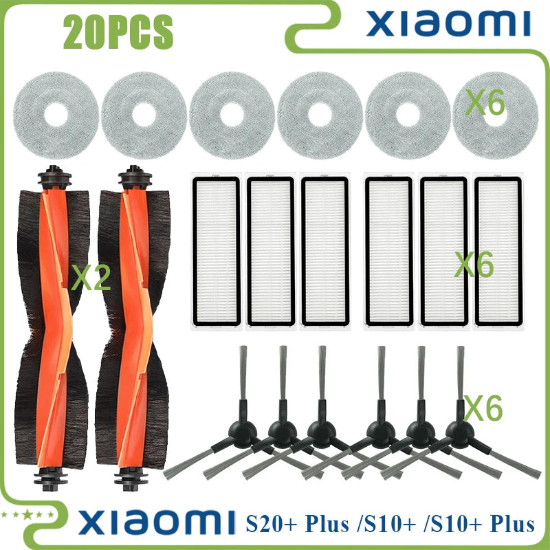 For Xiaomi Robot Vacuum S20+ Plus B108GL/ S10+ Plus B105 Parts Main Roller Side Brush Hepa Filter Mop Cloth Accessories