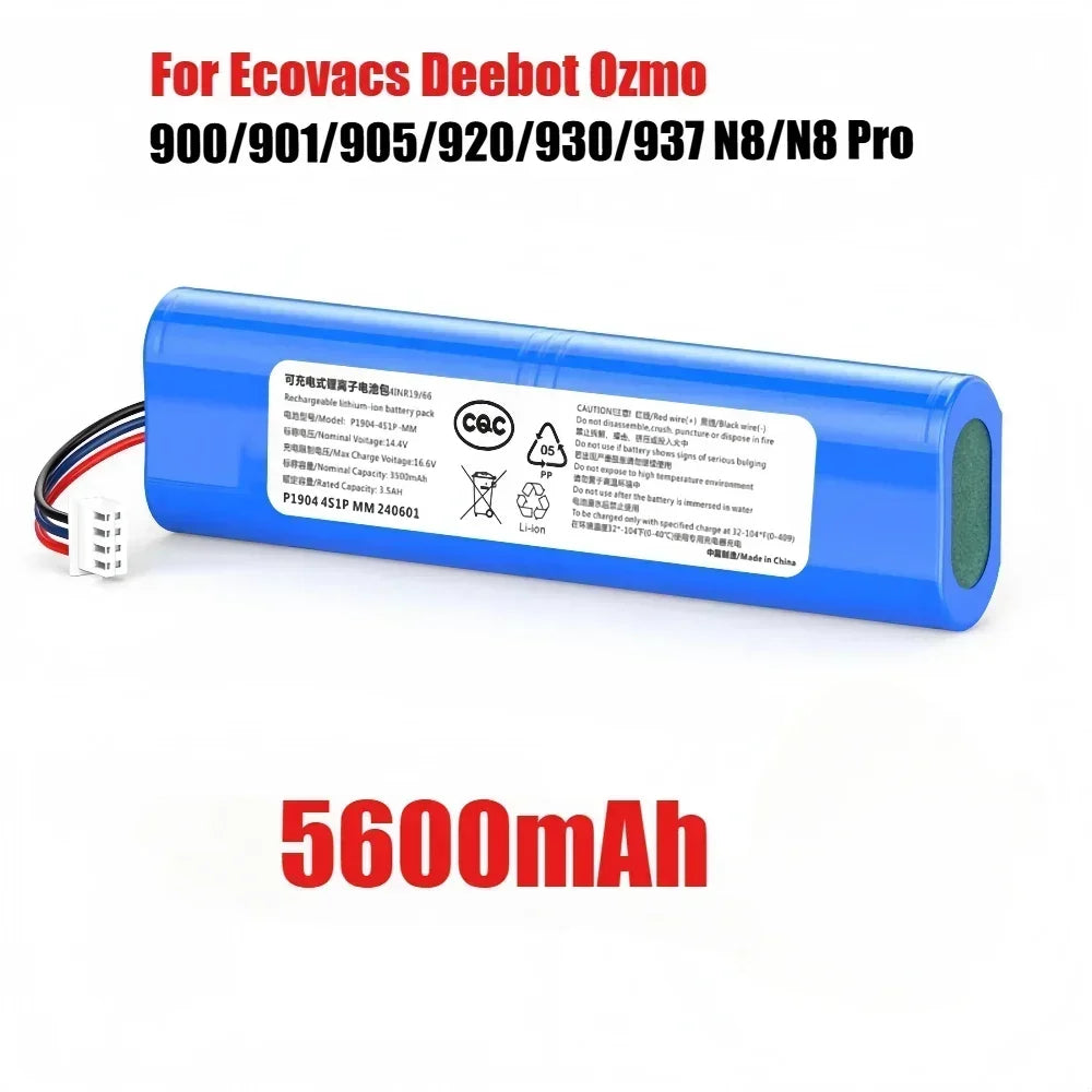 6500mAh Replacement Battery for Ecovacs Deebot Ozmo 900 901 905 920 930 937 N8 Pro 14.4V Li - ION Robot Vacuum Cleaner Battery