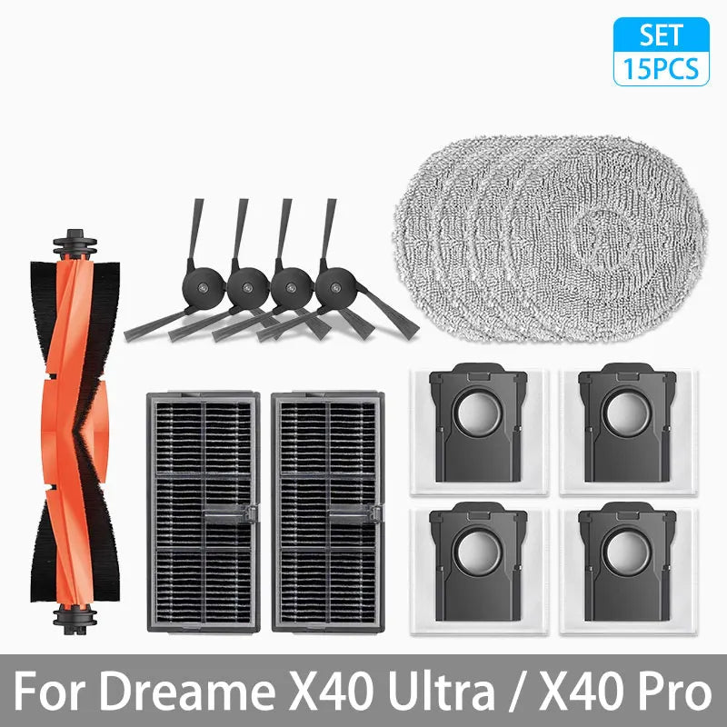 Dreame X40 Ultra / X40 Pro Accessories Rubber Main Side Brush Mop Cloth Dust Bag HEPA Filter Robot Vacuum Replacement Parts