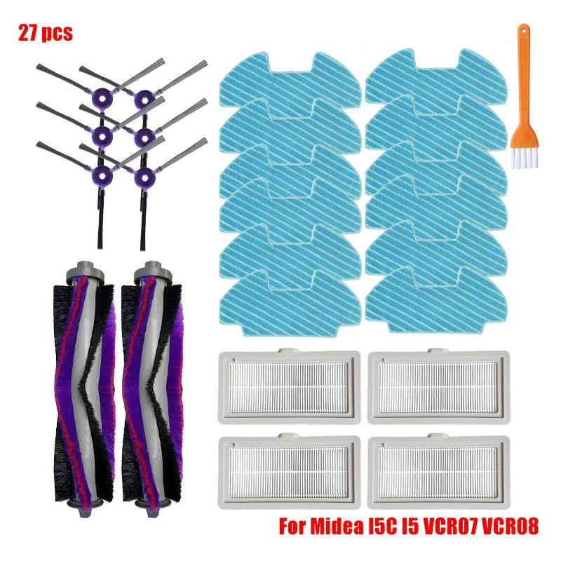 For Midea I5 I5C VCR07 VCR08 Robot Vacuum Cleaner Midea I5C Spare Parts Roller Brush Mop Bracket Dust Box Water Tank Accessories