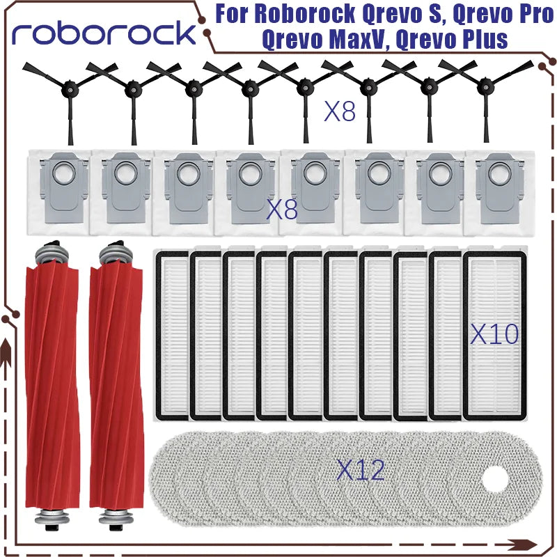 Roborock Qrevo S Qrevo Pro Qrevo MaxV Qrevo Plus Vacuum Parts - Main Roller Side Brush Filter Mop Pad Cloth Dust Bag