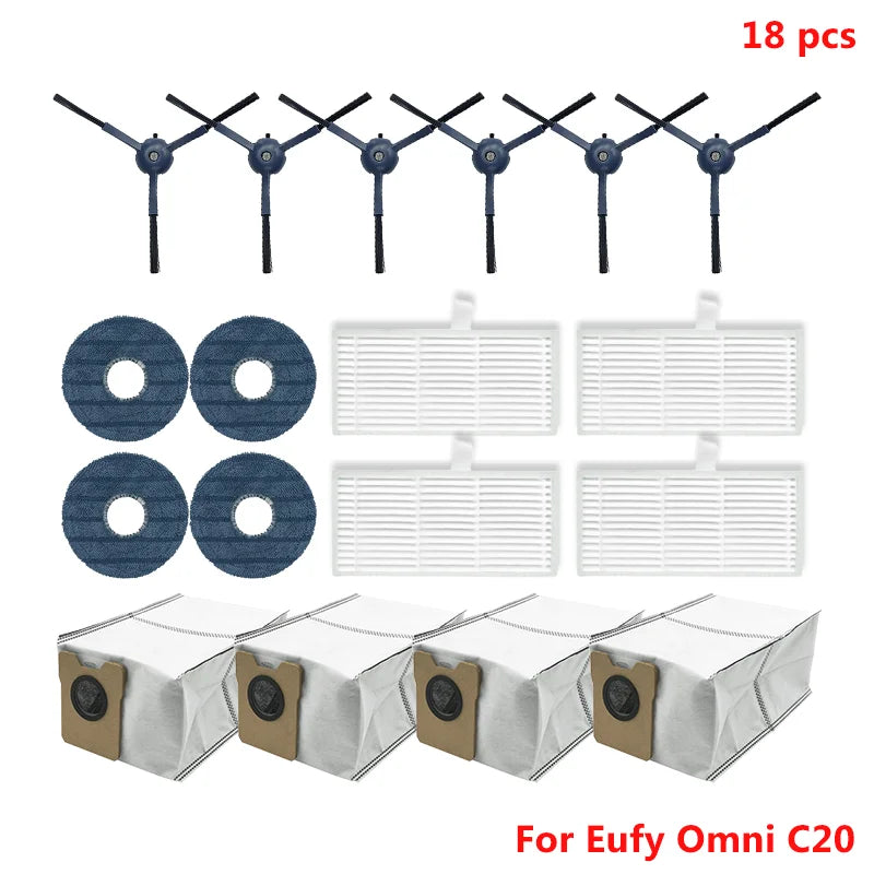 Fit For Eufy Omni C20 Robot Spare Vacuum Cleaner Accessories Main Side Brush Filter Mop Cloth Dust Bag Replacement Spare Parts