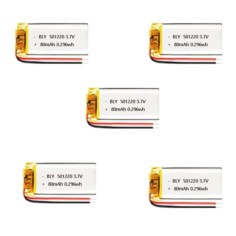 3.7V 80mAh 501220 Polymer Lithium Rechargeable Battery for Headset Watch Beauty Instrument Selfie Stick Bluetooth