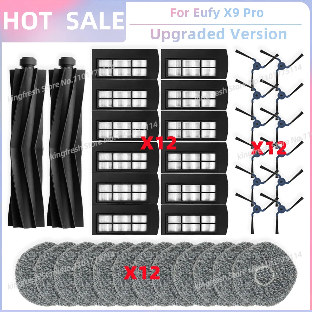 Compatible For Eufy X9 Pro Robot Vacuum Replacement Parts Main Roller Side Brush Hepa Filter Mop Cloth Pad Accessories