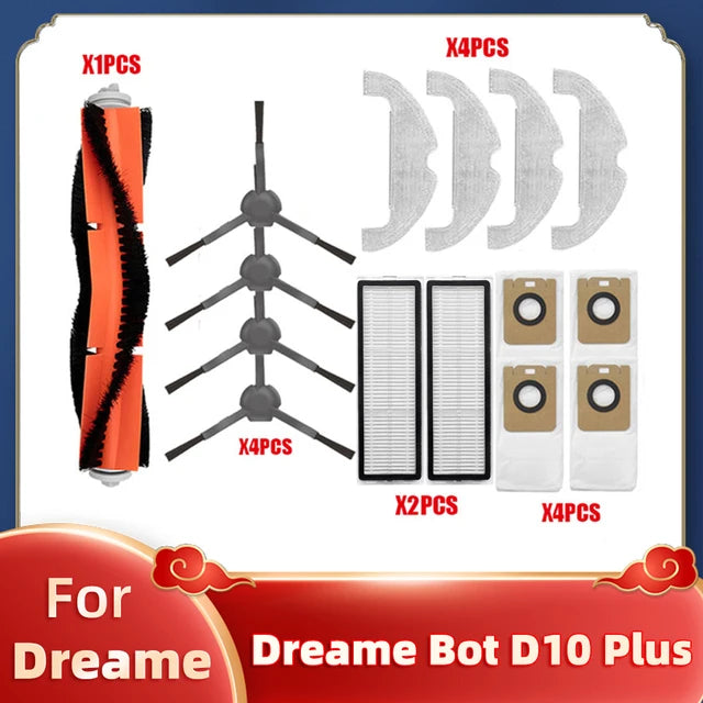 Replacement For Xiaomi Dreame Bot D10 Plus RLS3D Robot Vacuum Cleaner Main Brush Side Brush Hepa Filter Mop Dust Bag Spare Parts