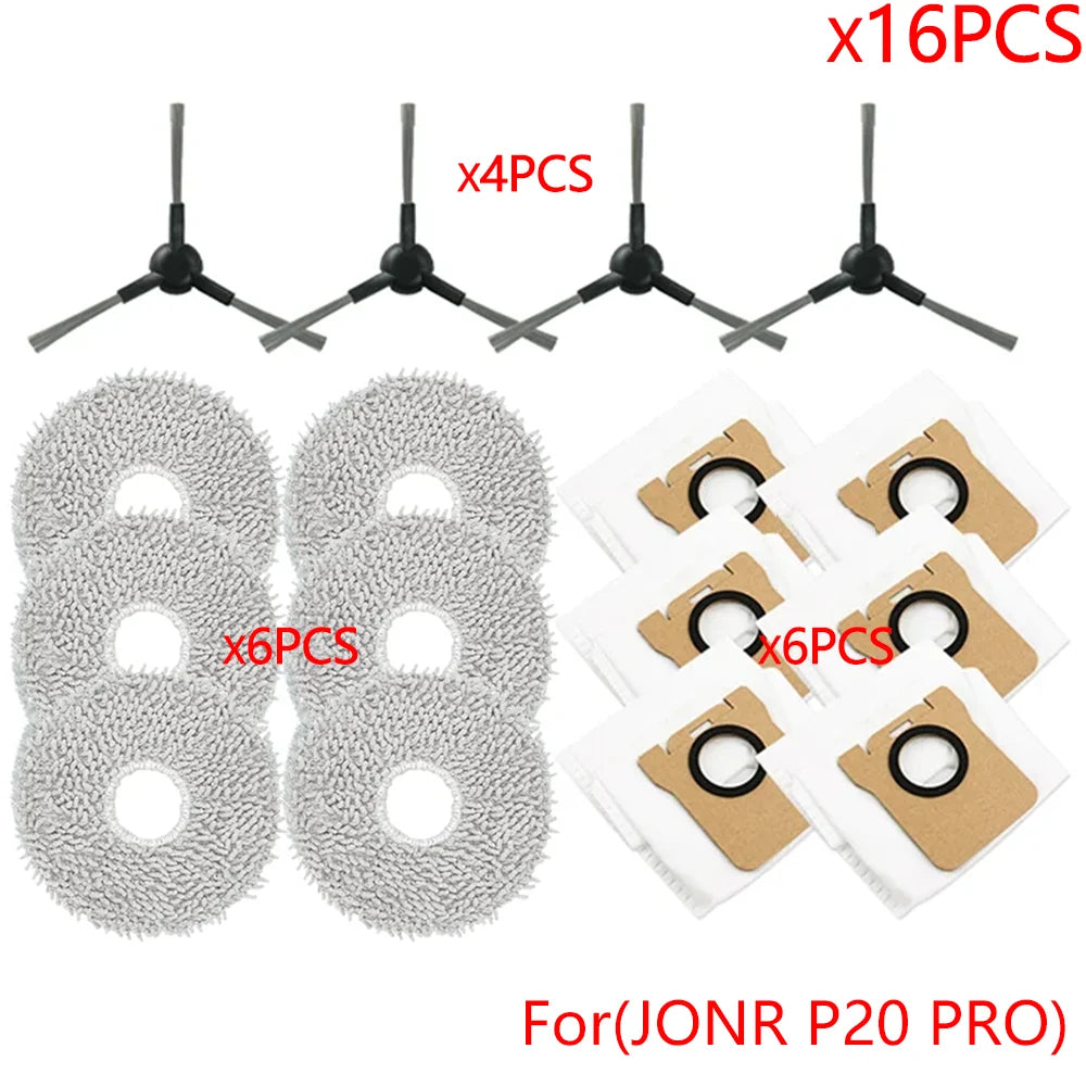 For JONR P20 PRO Vacuum Robot Accessories Side Brush Mop Cloth Dust Bag Efficient Microfiber Spare Cleaning Parts Replacement
