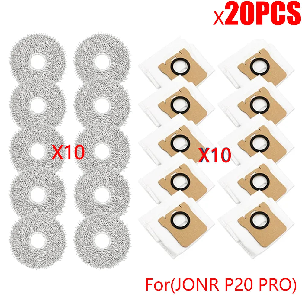 For JONR P20 PRO Vacuum Robot Accessories Side Brush Mop Cloth Dust Bag Efficient Microfiber Spare Cleaning Parts Replacement