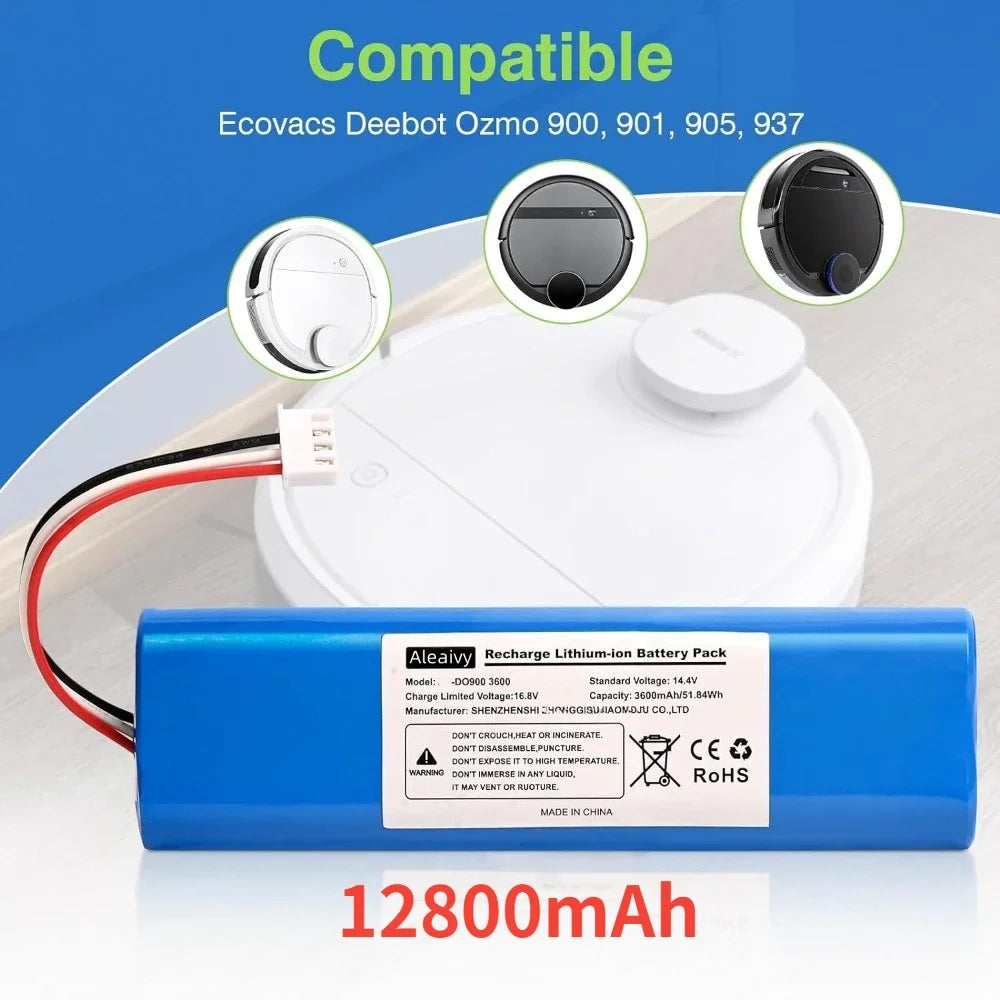 6800mAh Replacement Battery for Ecovacs Deebot Ozmo 900 901 905 920 930 937 N8 Pro 14.4V Li - ION Robot Vacuum Cleaner Battery