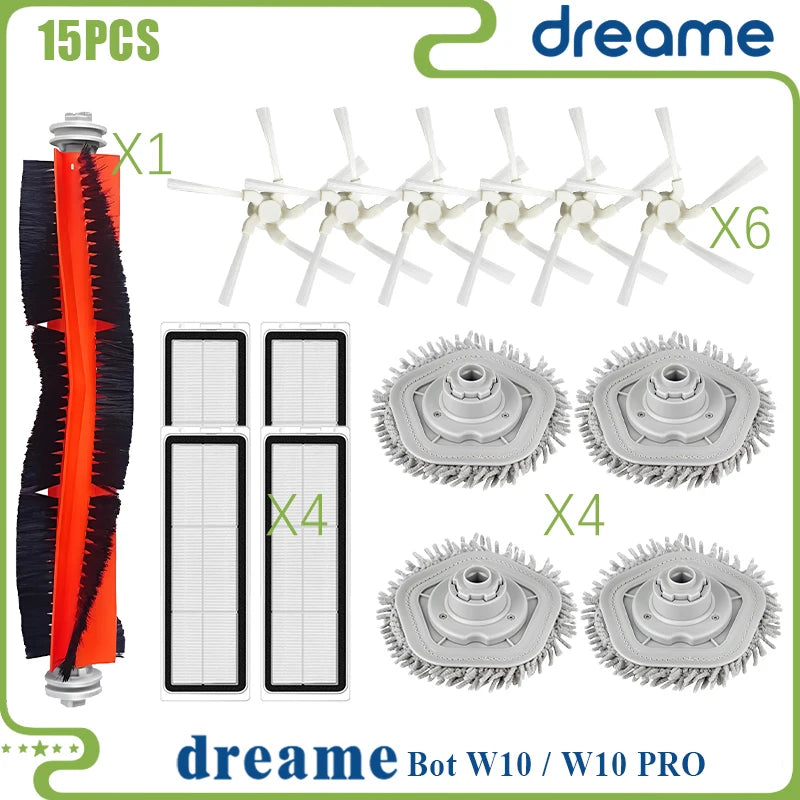 Dreame Bot W10 / W10 PRO Accessories Robot Vacuum Cleaner HEPA Filter Main Side Brush Mop Cloth pad Replacement Parts