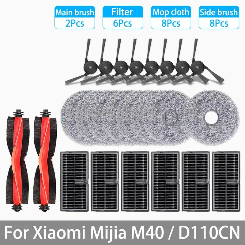 For XIAOMI MIJIA M40 D110CN OMNI Infinite Robot Replacement Parts Main Side Brush Hepa Filter Mop Cloth Dust Bag Accessories