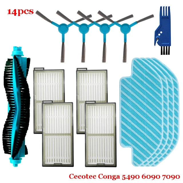 Accessories For Cecotec Conga 5490 6090 7090 Robot Vacuum Cleaner Main Side Brush Hepa Filter Mop Cloth Replacement Spare Parts