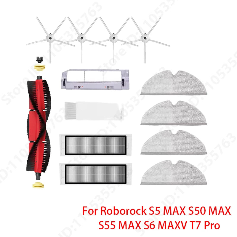 Roborock S5 MAX S50 MAX S55 MAX S6 MAXV HEPA Filter Side/Main Brush Water Tank Tray Mop Dust Box Vacuum Cleaner Accessories