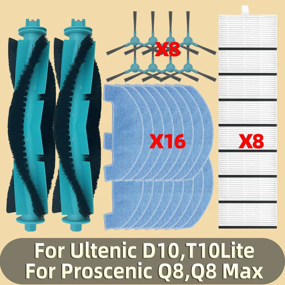 Accessories Fit For ( Ultenic D10 T10Lite Proscenic Q8 Q8 Max ) Vacuum Robot Main Roller Side Brush Mop Pad Filter Hepa Parts