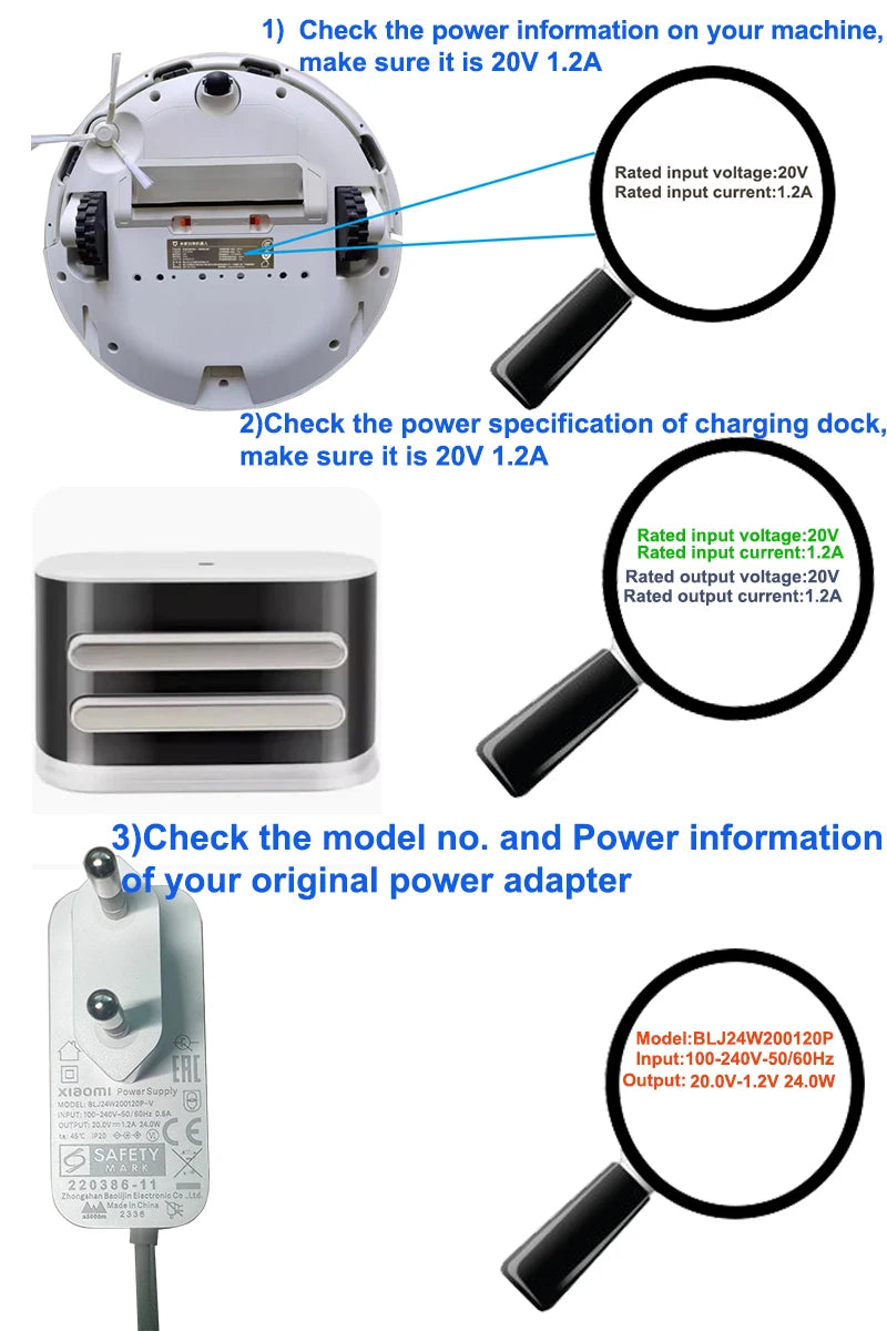 EU Power Supply for Xiaomi Mi Robot Vacuum-Mop Pro Essential