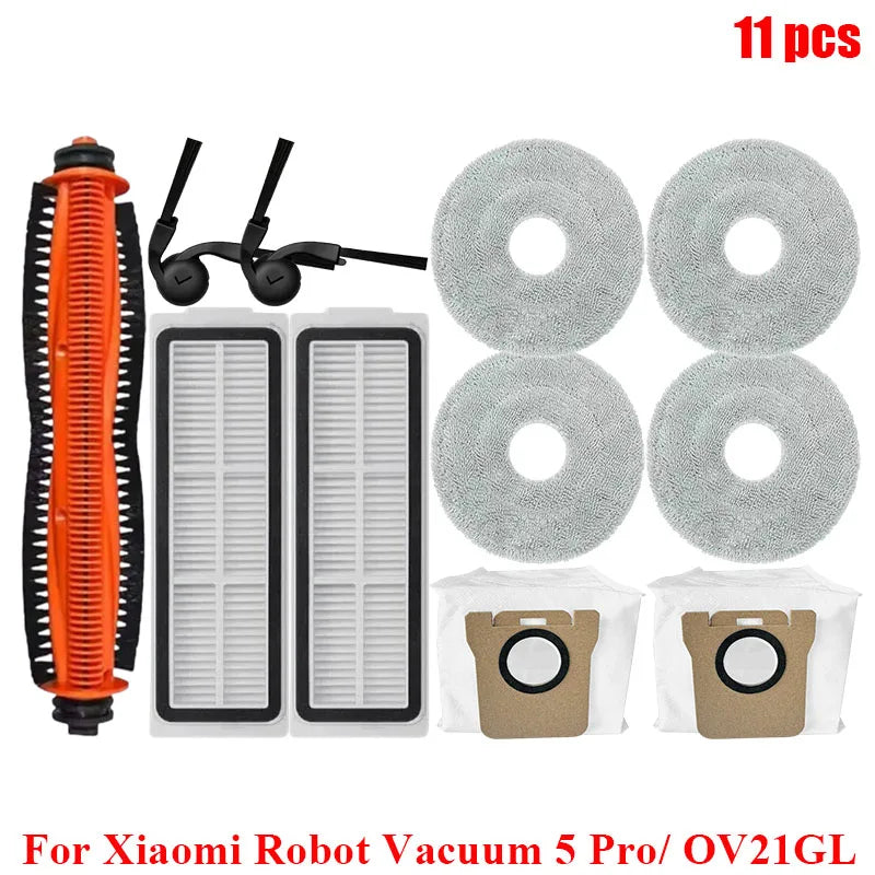 Fit For Xiaomi Robot Vacuum 5 Pro/ OV21GL Robot Vacuum Cleaner Main Side Brush Hepa Filter Mop Cloths Dust Bag Replacement Parts
