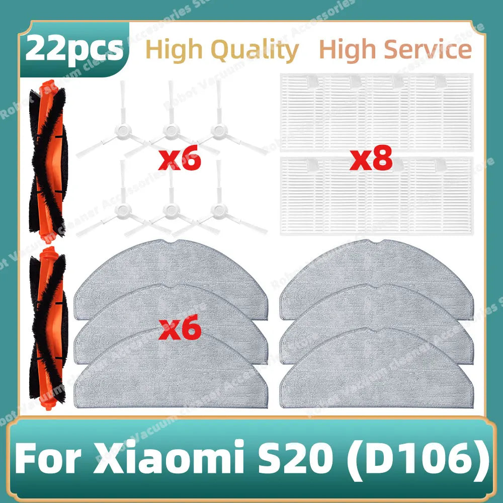 Compatible For Xiaomi Robot Vacuum S20 / D106 Parts Main Side Hepa Filter Mop Cloth Replacement Accessories