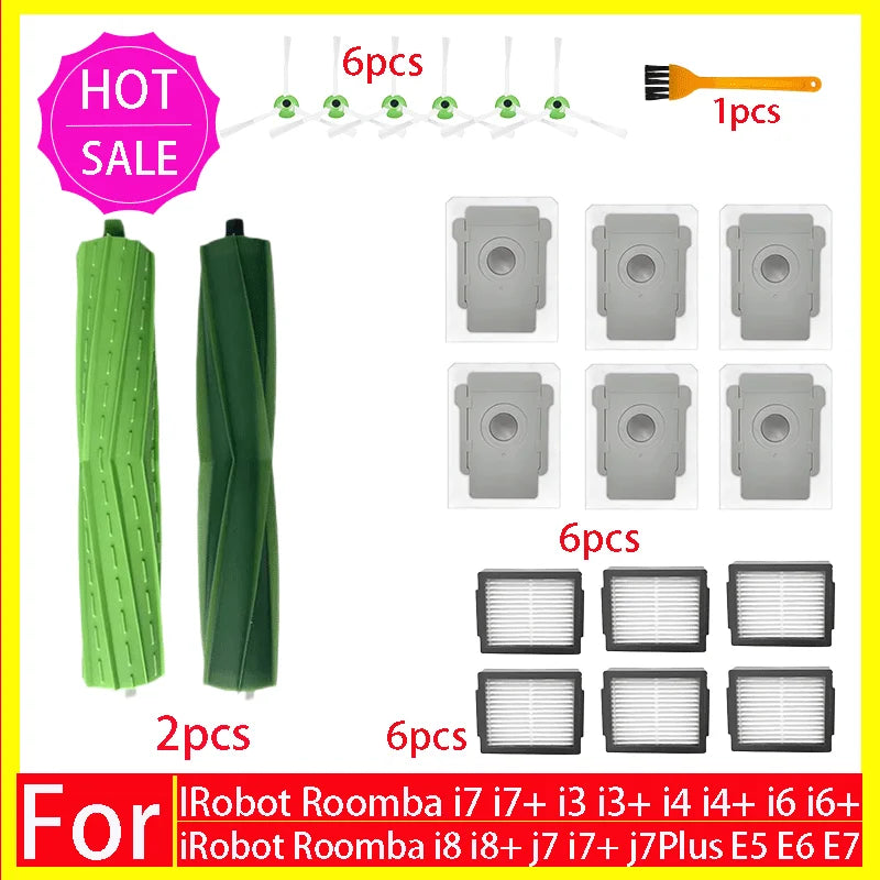 Main Side Brush Hepa Filter Dust Bag For iRobot Roomba i3 i4 i6 i7 i8 j7 E5 E6 E7 Spare Parts Robot Vacuum Cleaner Accessories