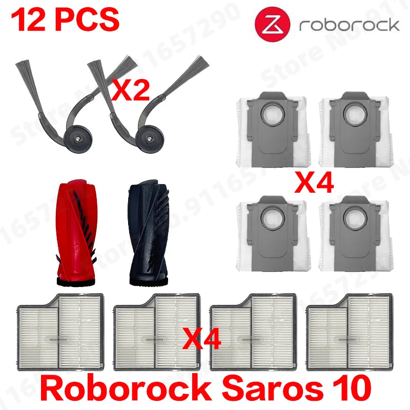 Roborock Saros 10 Accessories Main Roller Side Brush Hepa Filter Mop Cloth Dust Bag Robot Vacuum Cleaner Parts