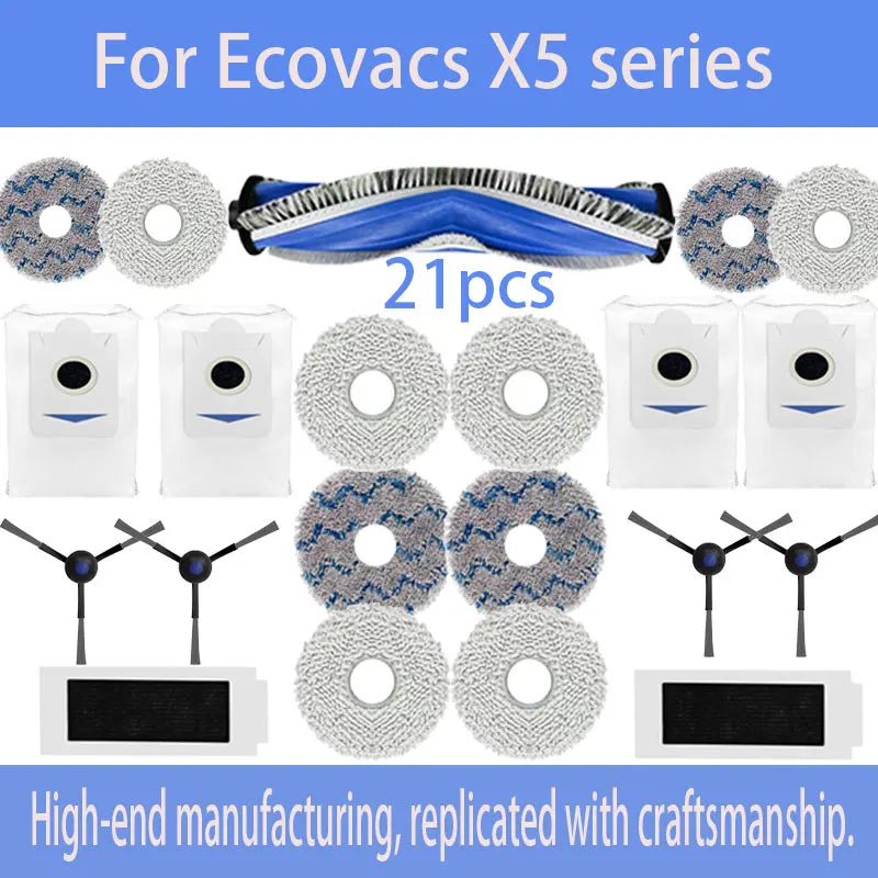 For Ecovacs DEEBOT X5 OMNI/X5 PRO OMNI Robot Vacuum Consumables Include Main Side Brushes Dust Bags Mop Pads Roller Brushes