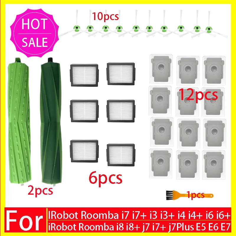 Main Side Brush Hepa Filter Dust Bag For iRobot Roomba i3 i4 i6 i7 i8 j7 E5 E6 E7 Spare Parts Robot Vacuum Cleaner Accessories