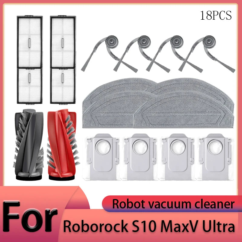 Roborock S10 MaxV Ultra Robot Vacuum Cleaner Accessories Main Brush Side Brush HEPA Filter Mop Cloths Dust Bag Spare Par