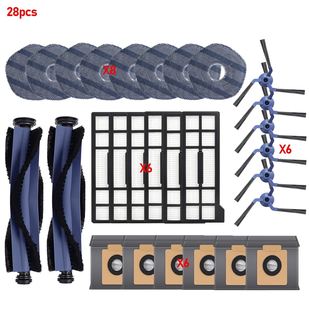 Replacement Parts Kit for Eufy X10 Pro Omni Robot Vacuum Accessories Main Roller Brush Filters Dust Bags Mop Pads Side Brushes