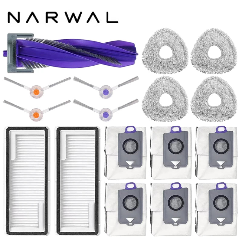 Narwal Freo Z Ultra Robot Vacuum Spare Parts Main Side Brushes Mop Cloths HEPA Filters Dust Bags Accessories
