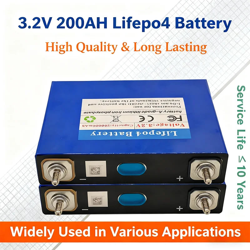 New3.2V 100% Capacity 200AH LiFePO4 Battery Rechargeable Cel